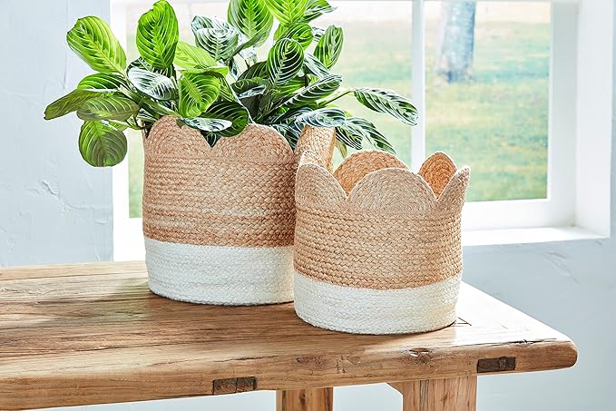 Jute Scalloped Basket set of 2 pcs [111-000-01]